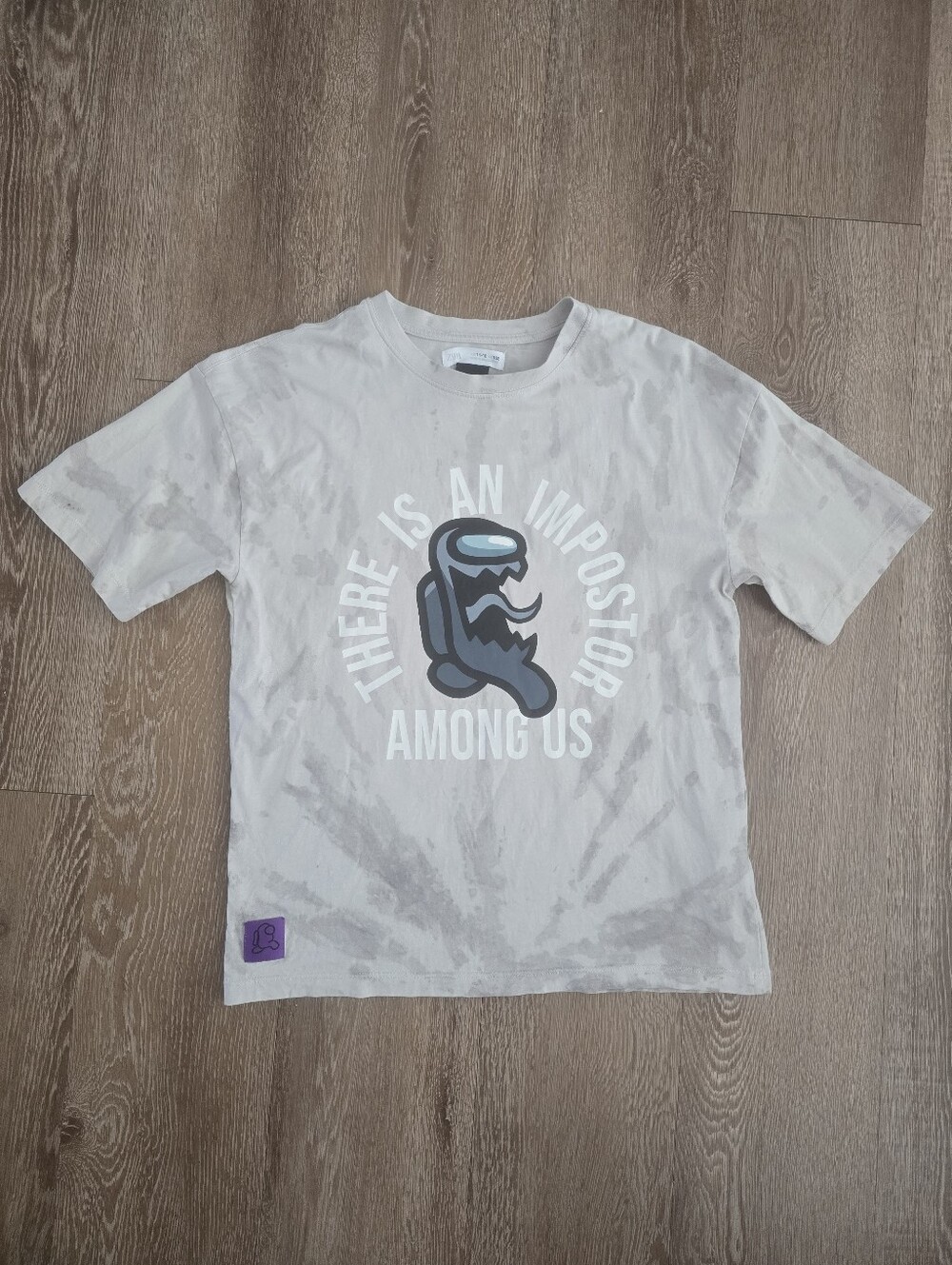 Zara White Tie-Dye 'Among Us' Graphic Tee